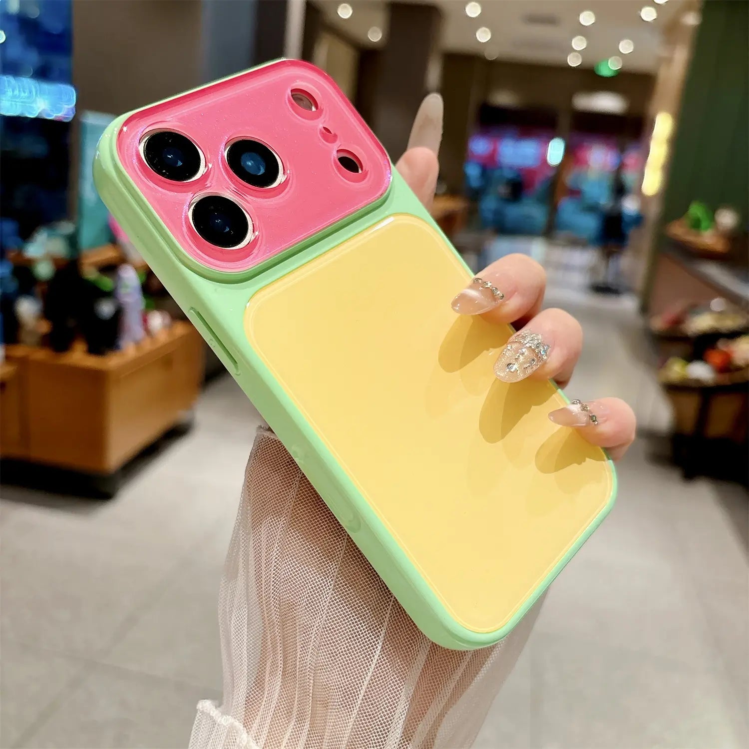 Candy Contrast Color Phone Case for Iphone 17 Pro Max 16 15 14,Colorful Dopamine Candy Full Lens Protection,Tpu+Pc Acrylic Shockproof Protection Phone Case