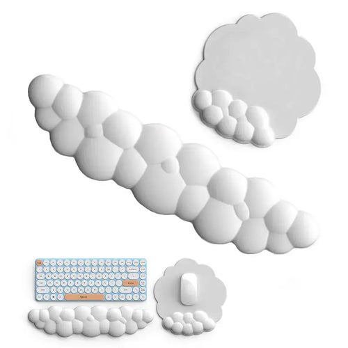 Cloud-Shaped Cute Keyboard Wrist Rest Set with Mouse Pad Support, Ergonomic Gaming Arm Rest for Home and Office Desks, Laptops Outdoorfun White, Pc Gaming Setup, Pc Accessories Stylish Breathable