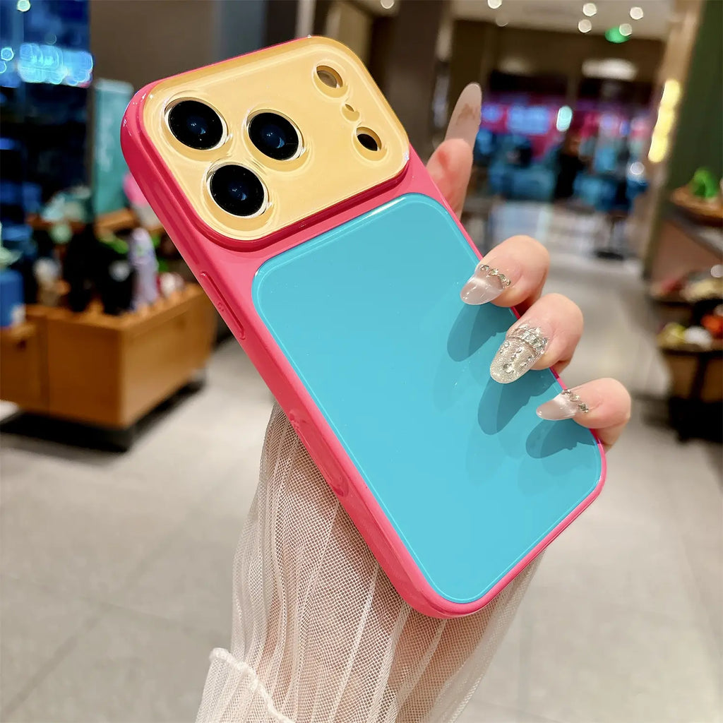 Candy Contrast Color Phone Case for Iphone 17 Pro Max 16 15 14,Colorful Dopamine Candy Full Lens Protection,Tpu+Pc Acrylic Shockproof Protection Phone Case