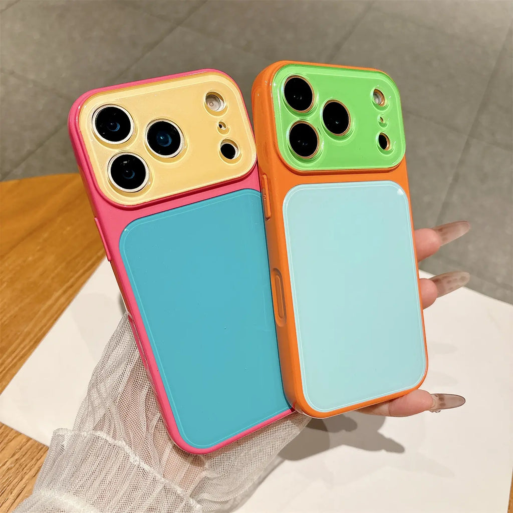 Candy Contrast Color Phone Case for Iphone 17 Pro Max 16 15 14,Colorful Dopamine Candy Full Lens Protection,Tpu+Pc Acrylic Shockproof Protection Phone Case